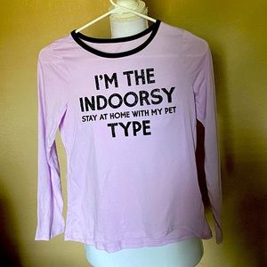 “I’m the indoorsy stay at home with my pet type” long sleeve shirt girls large